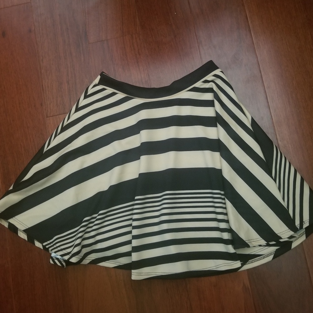 Tan and black striped skirt